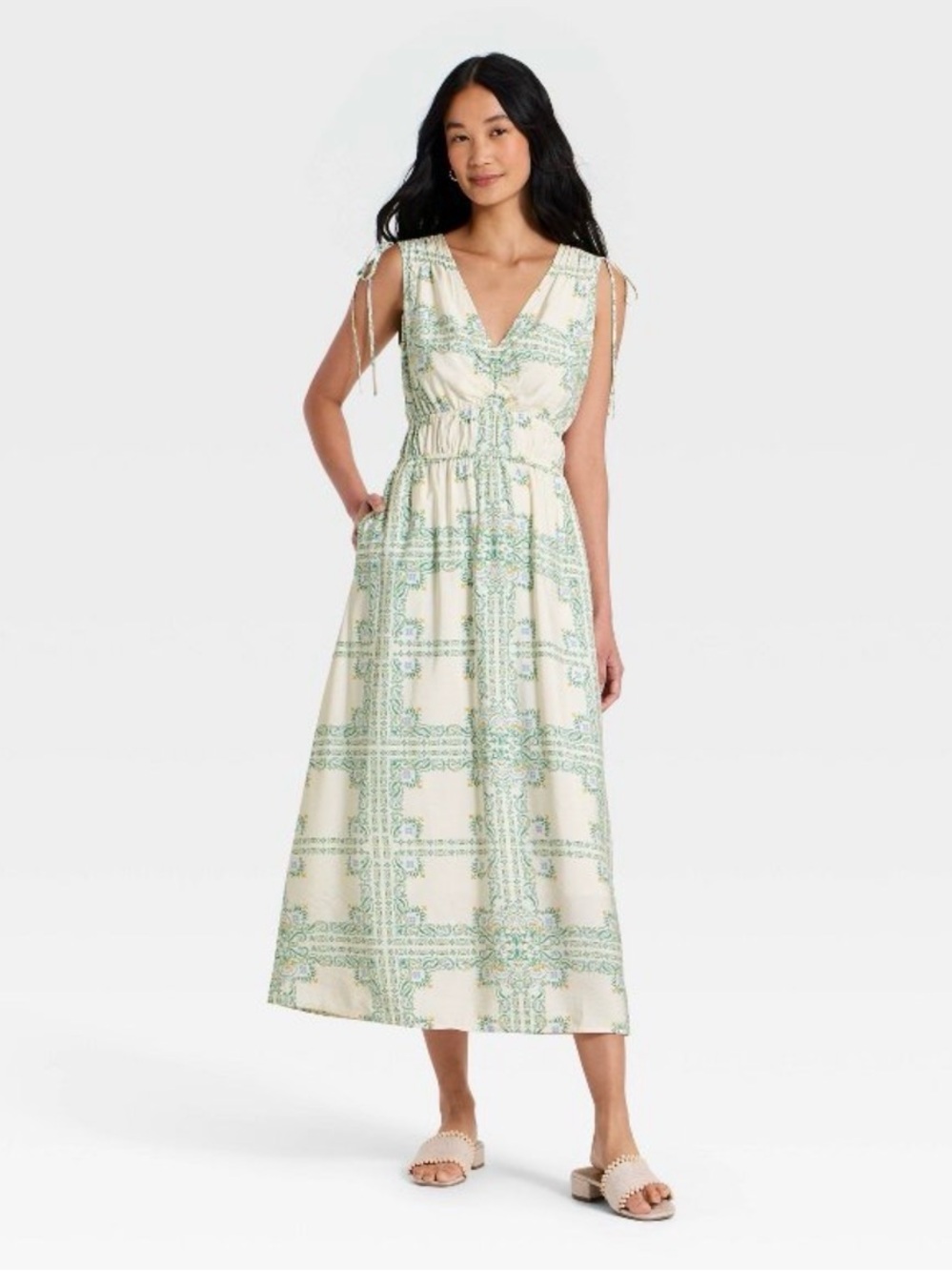 NWT Target A New Day Women's V-Neck
Midi Dress Cream Size Small